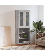 Buffet haut Sonoma gris 69,5x34x180 cm Bois d'ingénierie | Mobilier & Déco