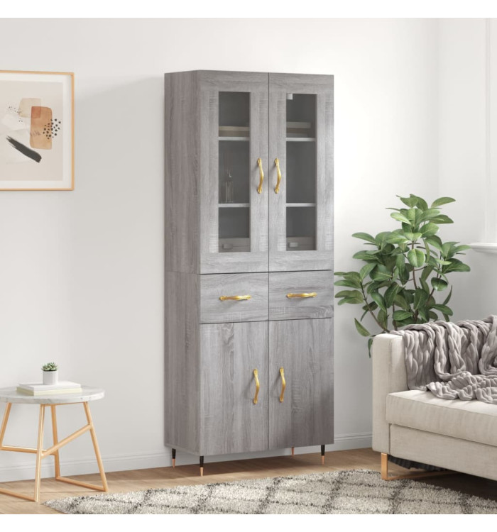 Buffet haut Sonoma gris 69,5x34x180 cm Bois d'ingénierie | Mobilier & Déco