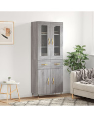 Buffet haut Sonoma gris 69,5x34x180 cm Bois d'ingénierie | Mobilier & Déco