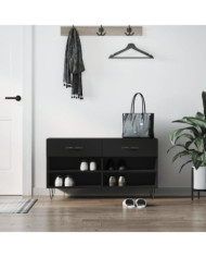 Banc à chaussures noir 102x35x55 cm bois d'ingénierie | Mobilier & Déco