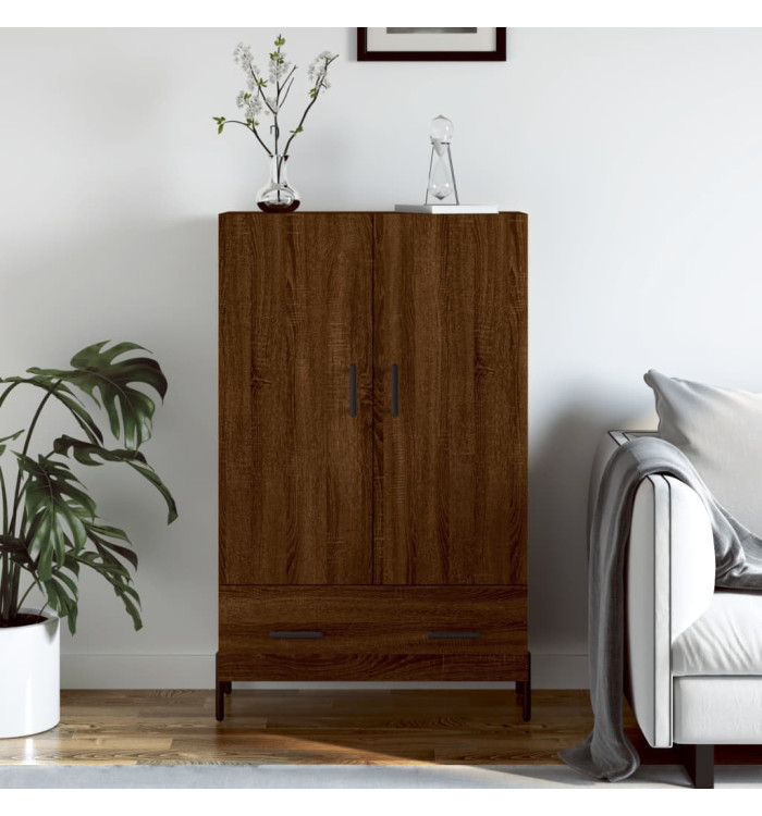 Buffet haut chêne marron 69,5x31x115 cm bois d'ingénierie | Mobilier & Déco