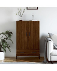 Buffet haut chêne marron 69,5x31x115 cm bois d'ingénierie | Mobilier & Déco