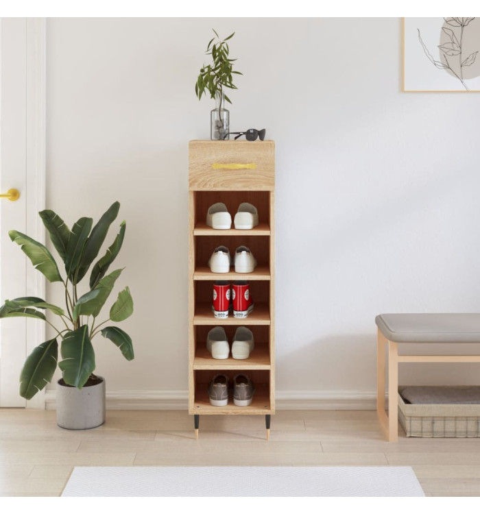 Armoire à chaussures chêne sonoma 30x35x105cm bois d'ingénierie | Mobilier & Déco