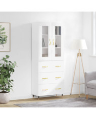 Buffet haut Blanc 69,5x34x180 cm Bois d'ingénierie | Mobilier & Déco