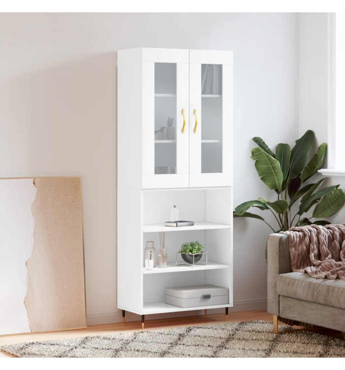 Buffet haut Blanc 69,5x34x180 cm Bois d'ingénierie | Mobilier & Déco