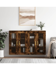 Armoires murales 2 pcs chêne fumé bois d'ingénierie | Mobilier & Déco