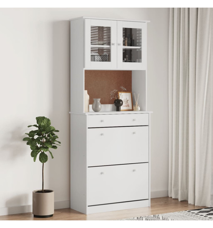 Buffet ALTA blanc 77x35x188 cm bois massif de pin | Mobilier & Déco