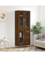 Buffet haut Chêne marron 69,5x34x180 cm Bois d'ingénierie | Mobilier & Déco