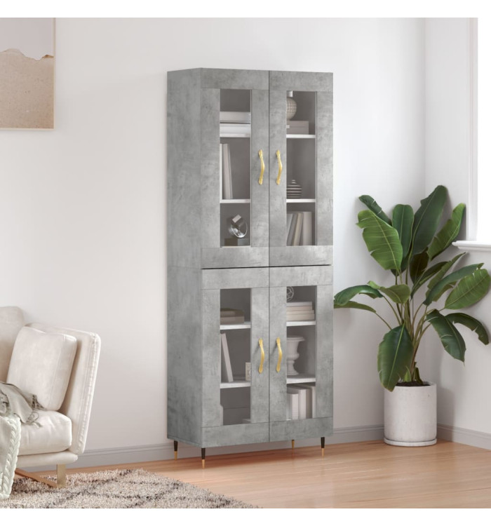 Buffet haut Gris béton 69,5x34x180 cm Bois d'ingénierie | Mobilier & Déco