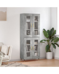 Buffet haut Gris béton 69,5x34x180 cm Bois d'ingénierie | Mobilier & Déco
