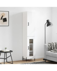 Buffet haut Blanc brillant 34,5x34x180 cm Bois d'ingénierie | Mobilier & Déco