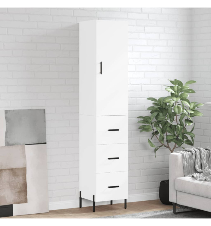 Buffet haut Blanc 34,5x34x180 cm Bois d'ingénierie | Mobilier & Déco