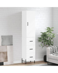 Buffet haut Blanc 34,5x34x180 cm Bois d'ingénierie | Mobilier & Déco
