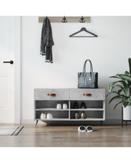 Banc à chaussures gris béton 102x35x55 cm bois d'ingénierie | Mobilier & Déco