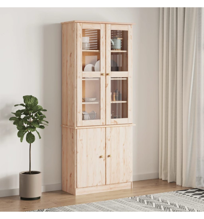 Vitrine en verre ALTA 77x35x186,5 cm bois de pin massif | Mobilier & Déco