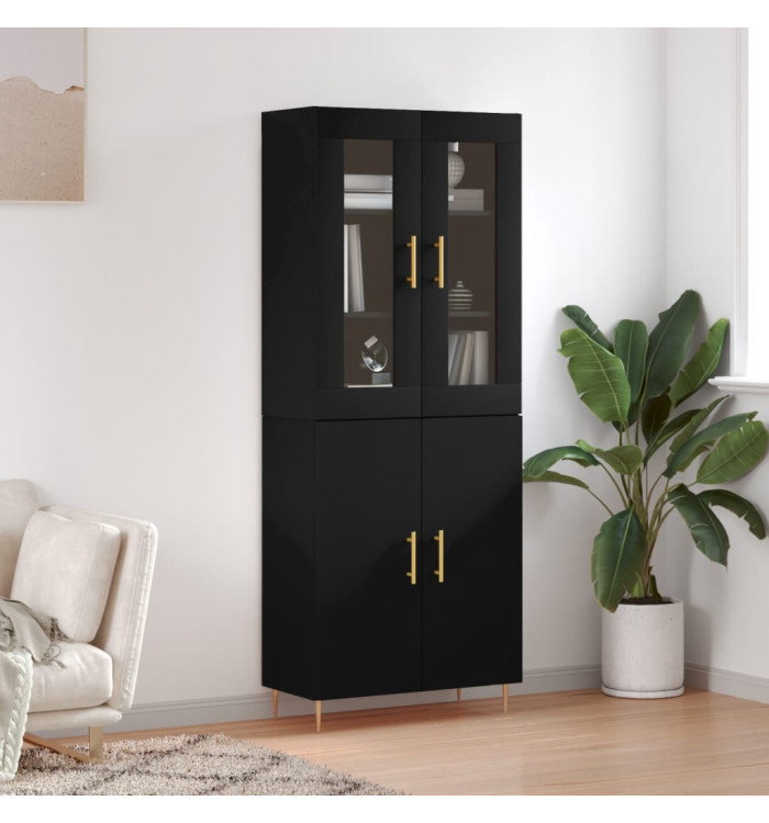 Buffet haut Noir 69,5x34x180 cm Bois d'ingénierie | Mobilier & Déco