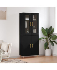 Buffet haut Noir 69,5x34x180 cm Bois d'ingénierie | Mobilier & Déco
