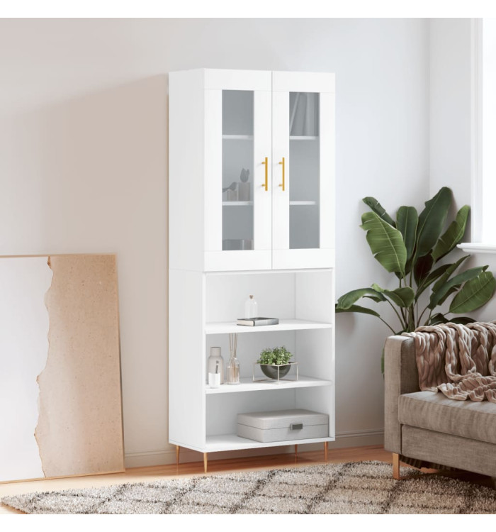 Buffet haut Blanc 69,5x34x180 cm Bois d'ingénierie | Mobilier & Déco