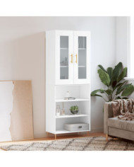 Buffet haut Blanc 69,5x34x180 cm Bois d'ingénierie | Mobilier & Déco