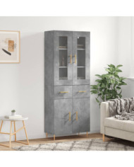 Buffet haut Gris béton 69,5x34x180 cm Bois d'ingénierie | Mobilier & Déco