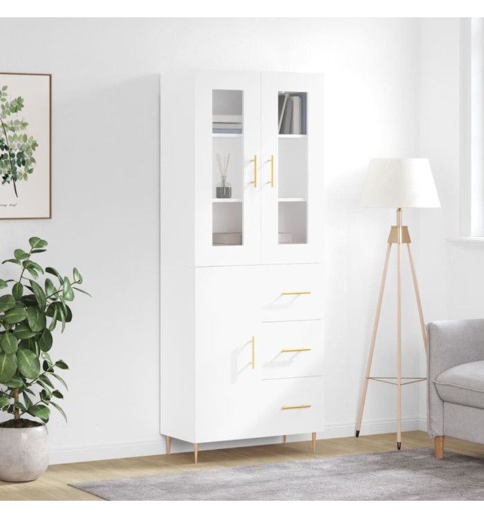 Buffet haut Blanc 69,5x34x180 cm Bois d'ingénierie | Mobilier & Déco
