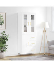 Buffet haut Blanc 69,5x34x180 cm Bois d'ingénierie | Mobilier & Déco