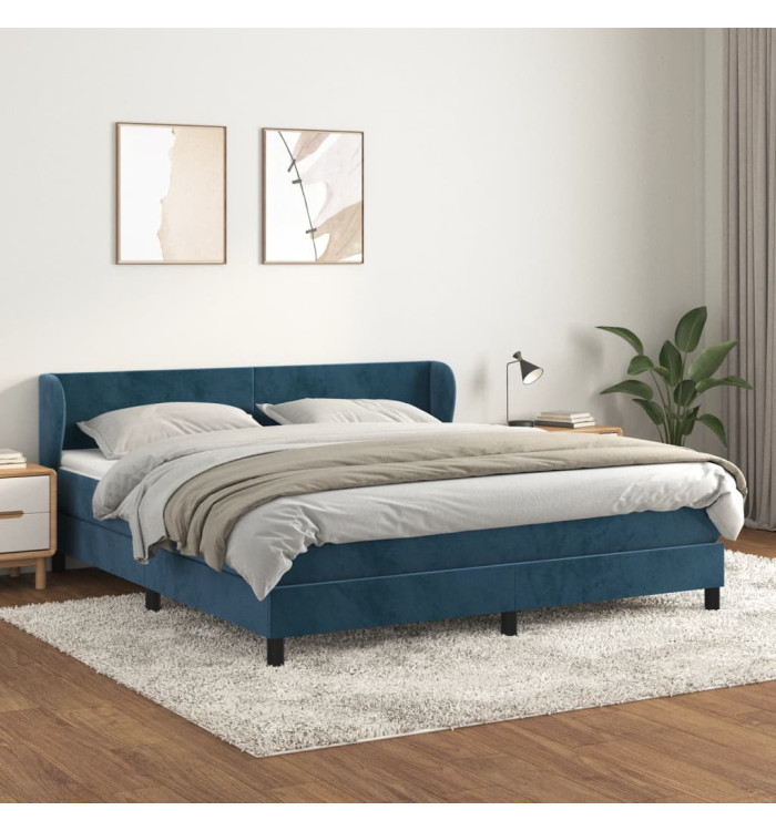 Sommier à lattes de lit et matelas Bleu foncé 180x200cm Velours | Mobilier & Déco