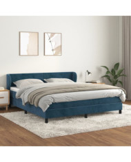 Sommier à lattes de lit et matelas Bleu foncé 180x200cm Velours | Mobilier & Déco
