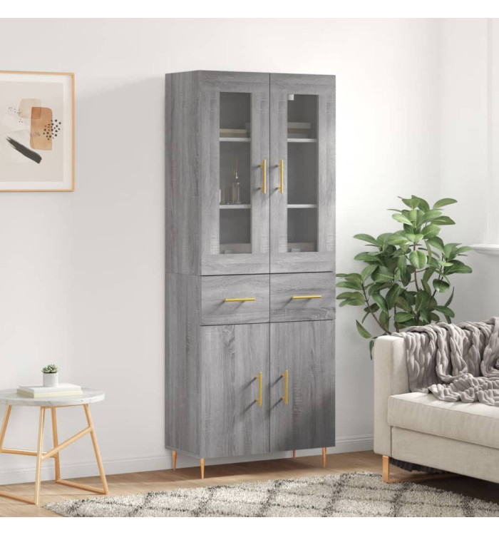 Buffet haut Sonoma gris 69,5x34x180 cm Bois d'ingénierie | Mobilier & Déco