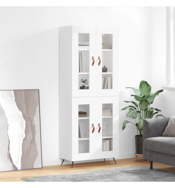 Buffet haut Blanc 69,5x34x180 cm Bois d'ingénierie | Mobilier & Déco