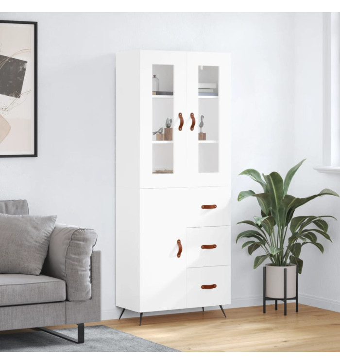 Buffet haut Blanc 69,5x34x180 cm Bois d'ingénierie | Mobilier & Déco