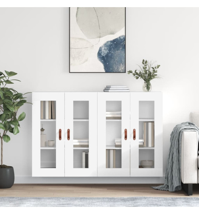 Armoires murales 2 pcs blanc bois d'ingénierie | Mobilier & Déco