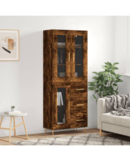 Buffet haut Chêne fumé 69,5x34x180 cm Bois d'ingénierie | Mobilier & Déco