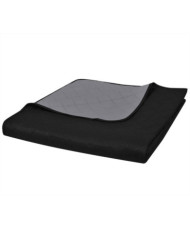 Couvre-lit à double face matelassé Noir/Gris 170x210 cm | Mobilier & Déco