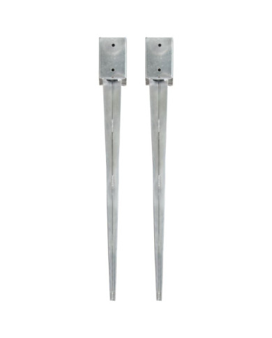 Piquets au sol 2 pcs Argenté 9x9x90 cm Acier galvanisé | Mobilier & Déco