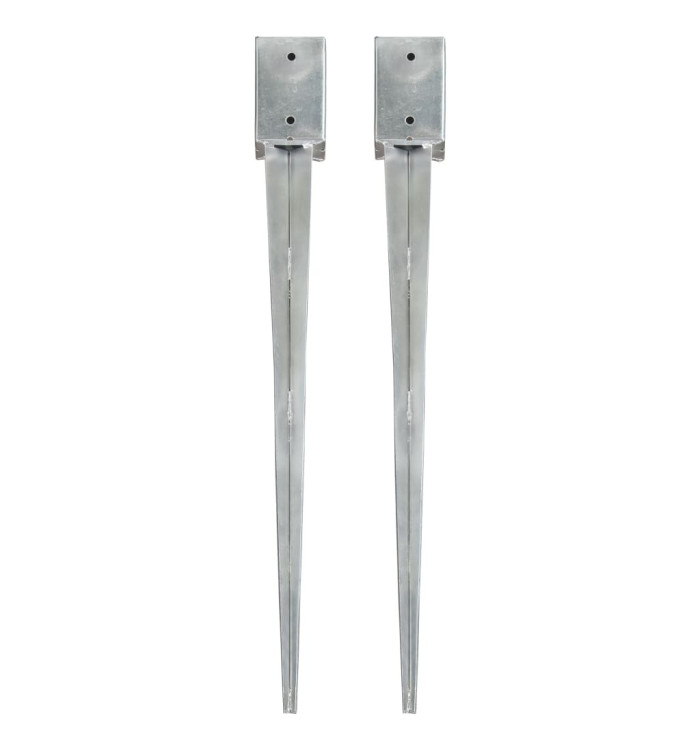 Piquets au sol 2 pcs Argenté 9x9x90 cm Acier galvanisé | Mobilier & Déco
