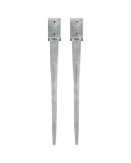 Piquets au sol 2 pcs Argenté 9x9x90 cm Acier galvanisé | Mobilier & Déco