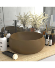 Lavabo rond de luxe Crème mat 40x15 cm Céramique | Mobilier & Déco