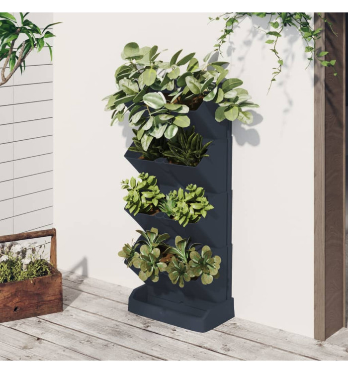 Ensemble de jardinières verticales 4 pcs Anthracite PP | Mobilier & Déco