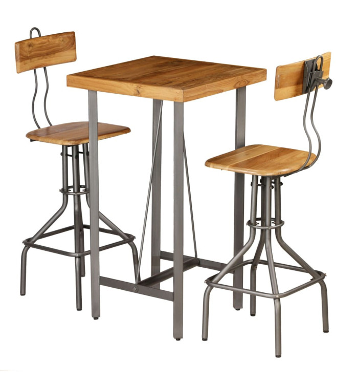 Ensemble de bar 3 pcs Teck recyclé massif | Mobilier & Déco