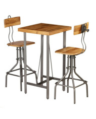 Ensemble de bar 3 pcs Teck recyclé massif | Mobilier & Déco