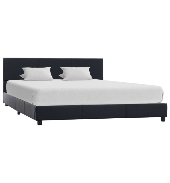 Cadre de lit sans matelas noir similicuir 120x200 cm | Mobilier & Déco