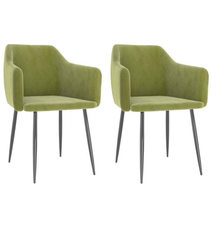 Chaises à manger lot de 2 Vert clair Velours | Mobilier & Déco