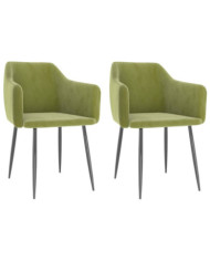 Chaises à manger lot de 2 Vert clair Velours | Mobilier & Déco