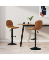 Tabourets de bar lot de 2 marron velours | Mobilier & Déco