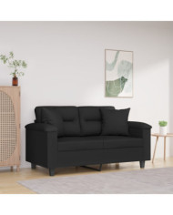 Coussins décoratifs lot de 2 Noir 40x40 cm Tissu microfibre | Mobilier & Déco