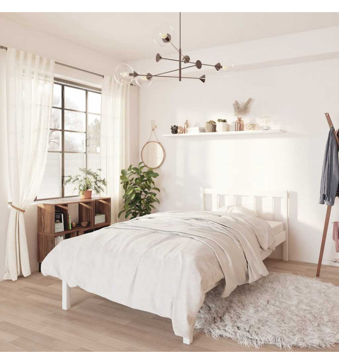 Cadre de lit sans matelas blanc bois massif | Mobilier & Déco