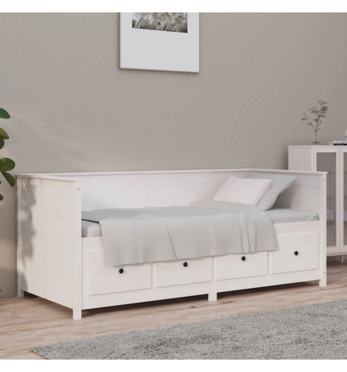 Lit de jour sans matelas blanc 100x200 cm bois de pin massif | Mobilier & Déco