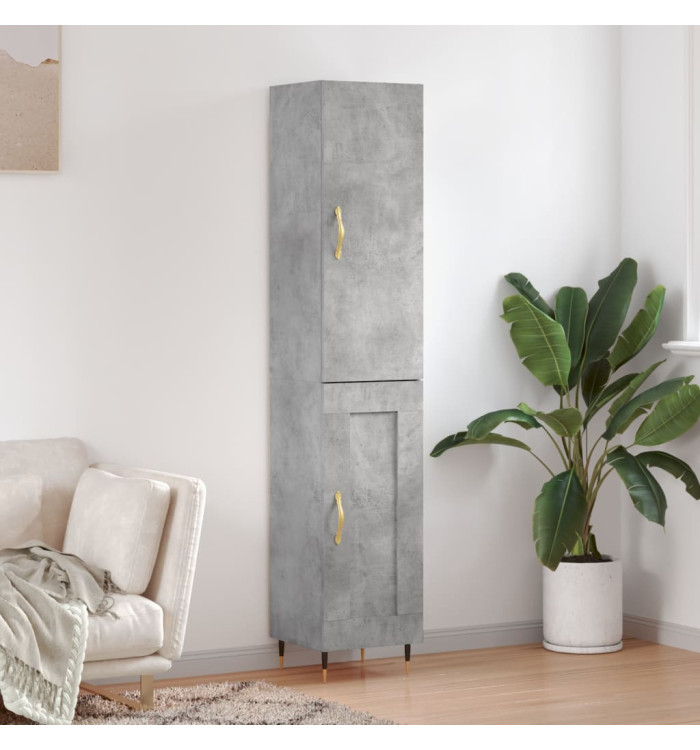 Buffet haut Gris béton 34,5x34x180 cm Bois d'ingénierie | Mobilier & Déco