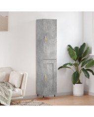 Buffet haut Gris béton 34,5x34x180 cm Bois d'ingénierie | Mobilier & Déco